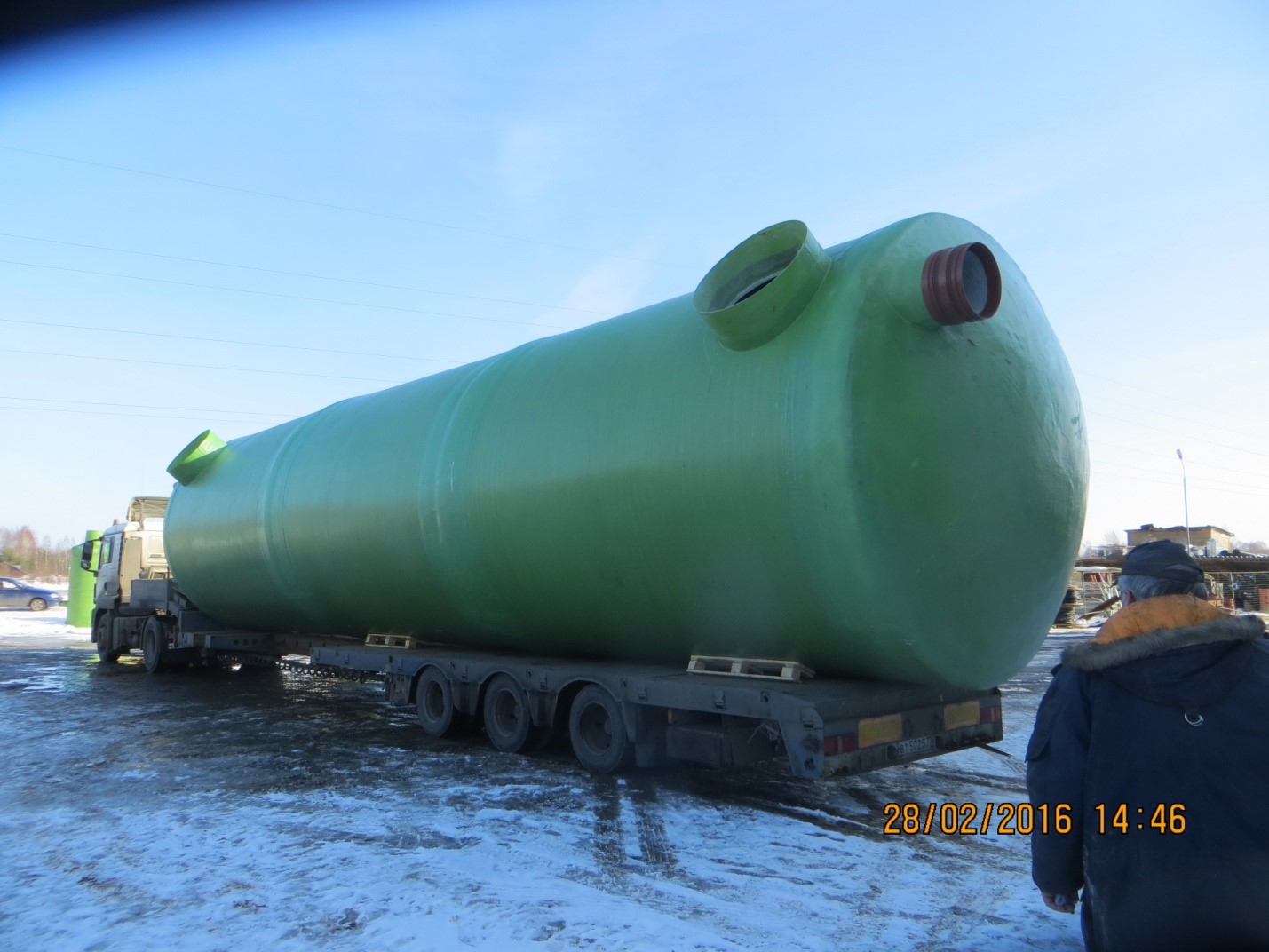 Стеклопластиковый подземный резервуар на 165 м³ Ø 3600 L 16800 для технической воды