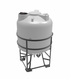 Пластиковая емкость ЦКТ 5000 с патрубком в обрешетке