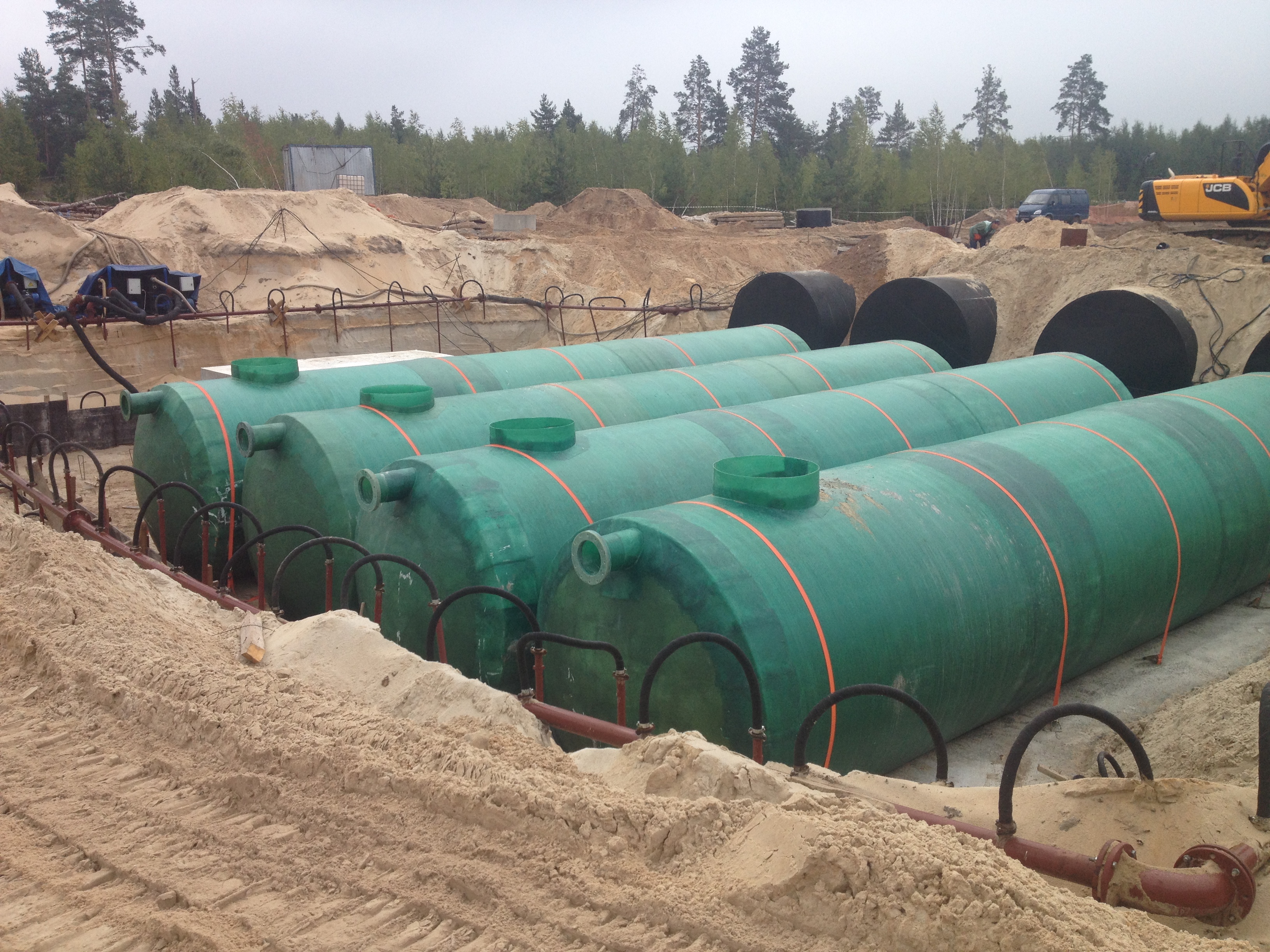 Стеклопластиковые подземные накопительные емкости на 100 м³ Ø 3200 L 12500 для ливневых стоков