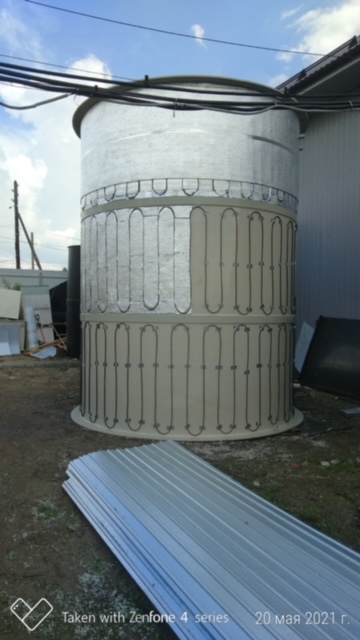Полипропиленовая емкость на 40 м³ с утеплением и греющим кабелем 