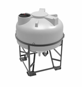 Пластиковая емкость ЦКТ 3000 с патрубком в обрешетке