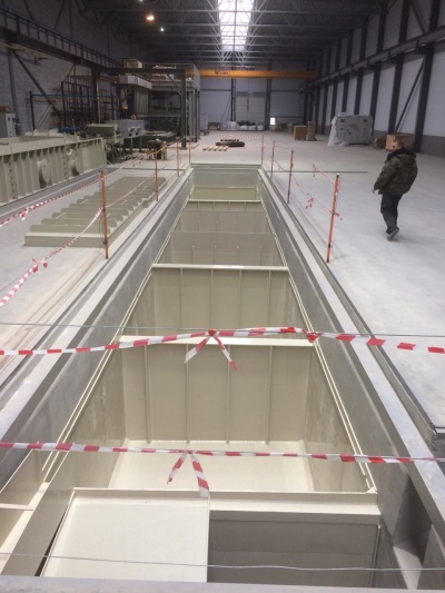 Полипропиленовая ванна-вставка в бетонный приямок на 126 м³ 21000х3000х2000 для очистки тех оборудования