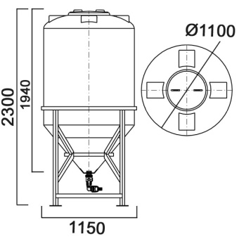 Пластиковый бункер на 1400 л (Б1400МФК2С)