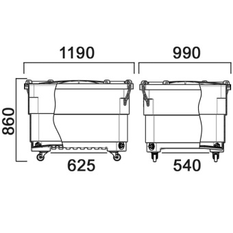 Контейнер 600 л на тележке c колесами КЛ650СПТ