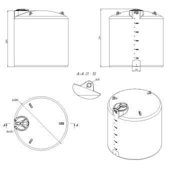 Емкость для КАС TRN 6000 л с откидной крышкой красная