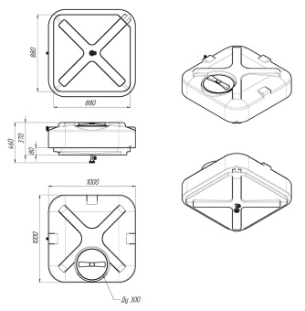 Прямоугольная горизонтальная емкость Т250ГКЗ для дизельного топлива на 250 литров, со сливом