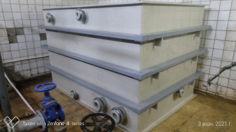 Полипропиленовая емкость на 6 м³ в металлокаркасе для технической воды 