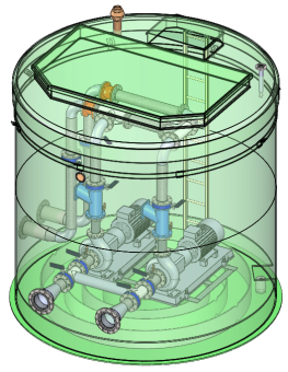 Насосная станция пожаротушения в стеклопластиковом корпусе