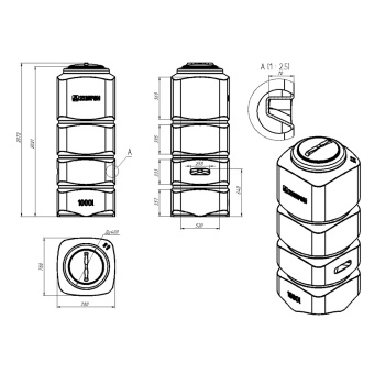 Пластиковая емкость L 1000 ойл