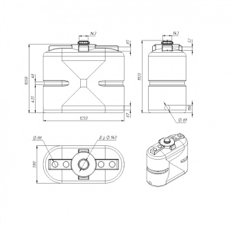 Емкость ФМ 500 в обрешетке с лопастной мешалкой