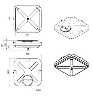 Нижняя часть колодца распределительная R2 с крышкой