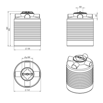 Пластиковая емкость ЭВЛ 300
