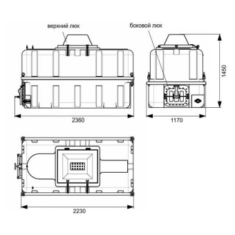 Изотермический контейнер КР2500ПЛН для перевозки живой рыбы c люком и сливом