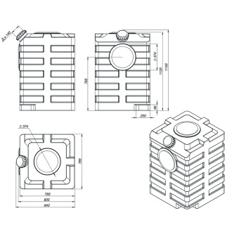 Изотермический контейнер 600 л (ИК600С) с крышкой