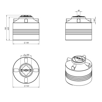 Пластиковая емкость ЭВЛ 200