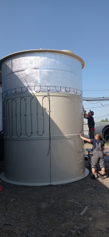 Полипропиленовая емкость на 35 м³ Ø 3200 Н 4500 с утеплением и греющим кабелем