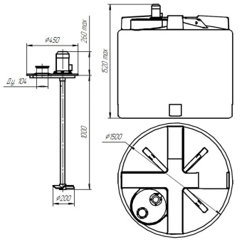 Емкость T 2000 литров с турбинной мешалкой